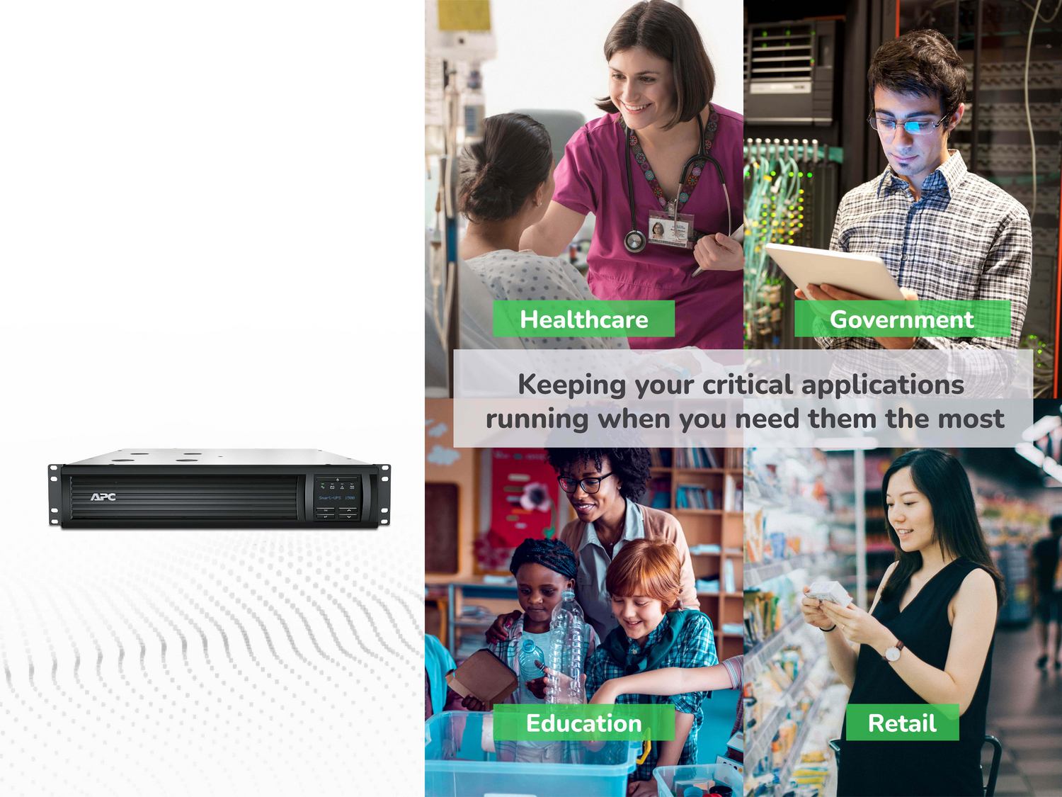 APC Smart-UPS, Line Interactive, 1500VA, Rackmount 2U, 120V, 6x NEMA 5-15R outlets, SmartConnect Port+Network Card, AVR, LCD View 11