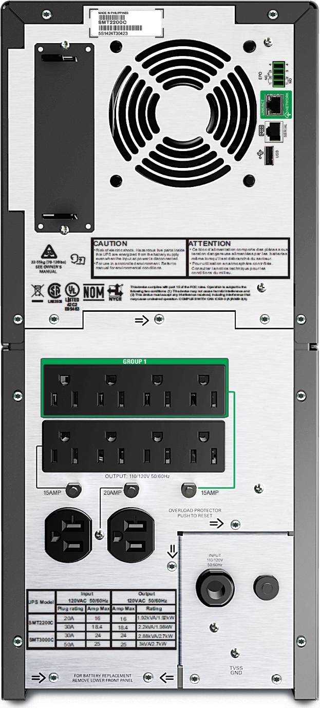 APC Smart-UPS, Line Interactive, 2200VA, Tower, 120V, 8x NEMA 5-15R+2x NEMA 5-20R outlets, SmartConnect Port+SmartSlot, AVR, LCD View 4