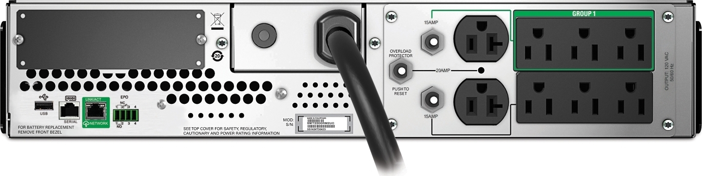 APC Smart-UPS, Line Interactive, 2200VA, Rackmount 2U, 120V, 6x NEMA 5-15R+2x NEMA 5-20R outlets, SmartConnect Port+SmartSlot, AVR, LCD View 4