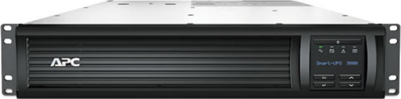APC Smart-UPS, Line Interactive, 3kVA, Rackmount 2U, 120V, 5x NBR 14136 outlets, SmartSlot, AVR, LCD Front View