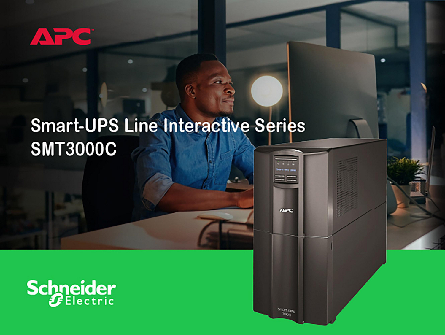 APC Smart-UPS, Line Interactive, 3kVA, Tower, 120V, 8 NEMA 5-15R+2 NEMA 5-20R outlets, SmartConnect Port+SmartSlot, AVR, LCD View 4