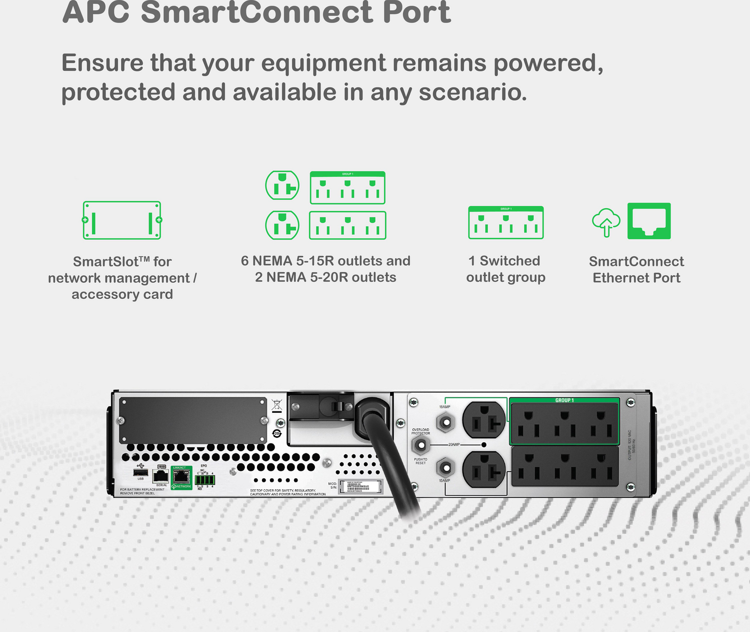 APC Smart-UPS, Line Interactive, 3kVA, Rackmount 2U, 120V, 6x NEMA 5-15R+2x NEMA 5-20R outlets, SmartConnect Port+SmartSlot, AVR, LCD View 11