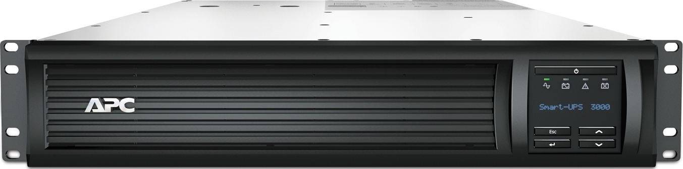 APC Smart-UPS, Line Interactive, 3kVA, Rackmount 2U, 230V, 8x IEC C13+1x IEC C19 outlets, SmartSlot, AVR, LCD Back View