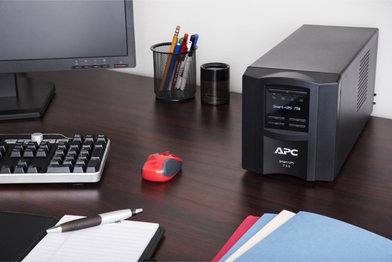 APC Smart-UPS, Line Interactive, 750VA, Tower, 120V, 6x NEMA 5-15R outlets, SmartConnect Port+SmartSlot, AVR, LCD Hardware Detail