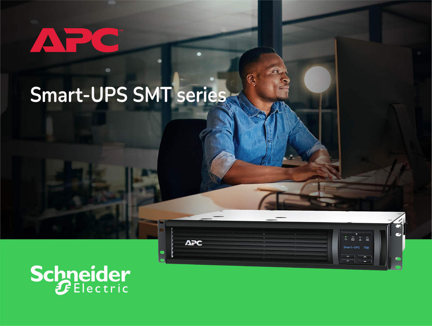 APC Smart-UPS, Line Interactive, 750VA, Rackmount 2U, 120V, 6x NEMA 5-15R outlets, SmartConnect Port+SmartSlot, AVR, LCD View 4