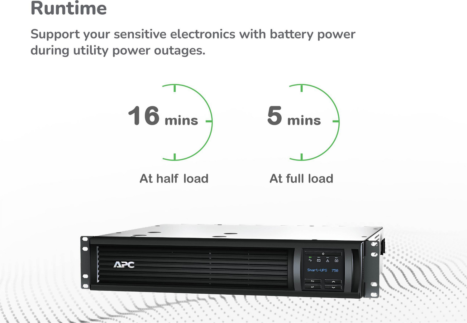 APC Smart-UPS, Line Interactive, 750VA, Rackmount 2U, 120V, 6x NEMA 5-15R outlets, SmartConnect Port+SmartSlot, AVR, LCD View 9