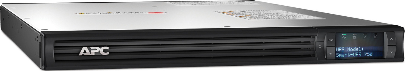 APC Smart-UPS, Line Interactive, 750VA, Rackmount 1U, 100V, 4x NEMA 5-15R outlets, SmartSlot, AVR, LCD, With rail kit Back View