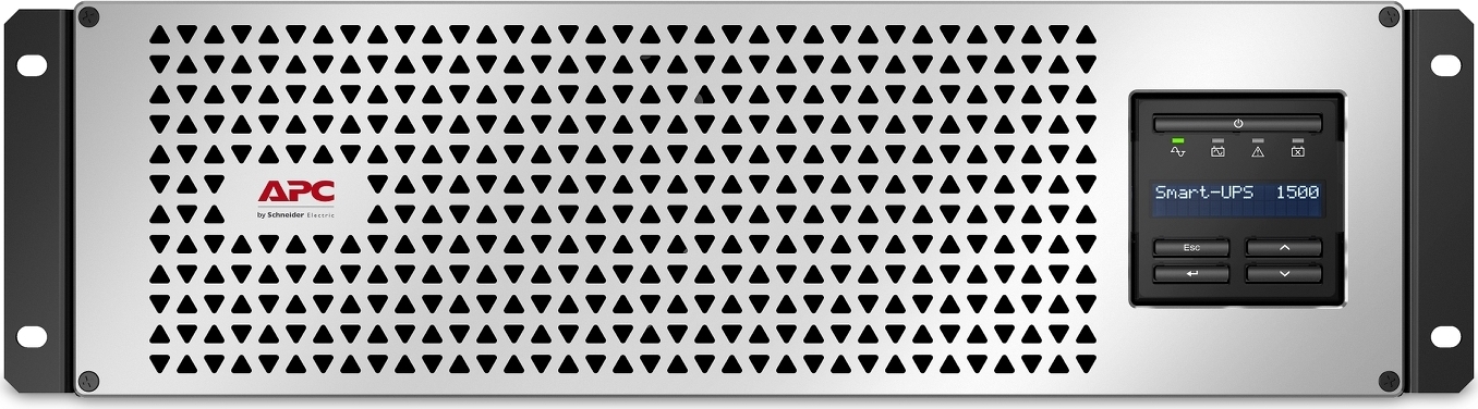 APC Smart-UPS, Line Interactive, 1500VA, Lithium-ion, Rackmount 3U, 120V, 6x NEMA 5-15R outlets, SmartConnect Port+Network Card, Short Depth, AVR, LCD Hardware Detail