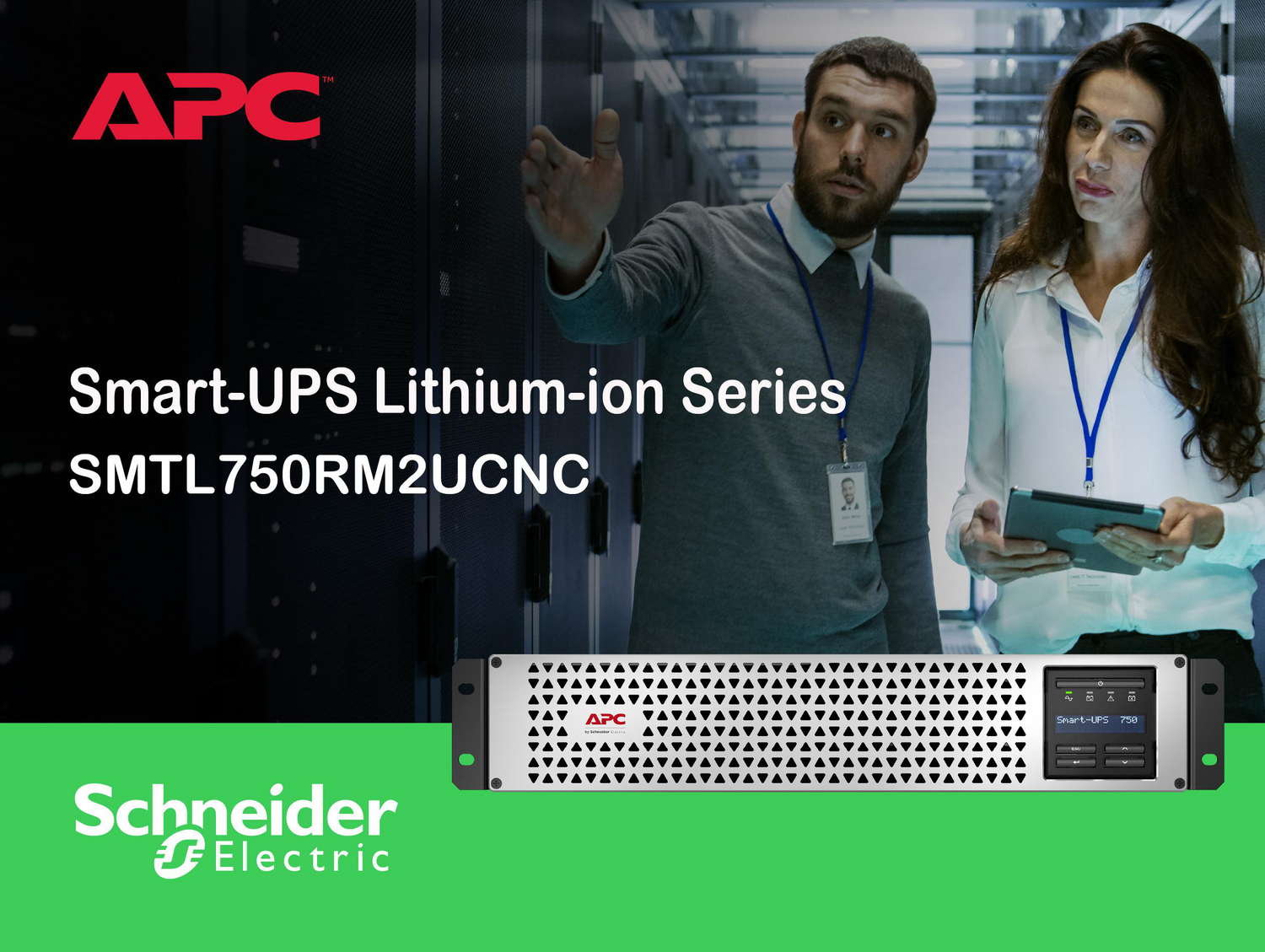 APC Smart-UPS, Line Interactive, 750VA, Lithium-ion, Rackmount 2U, 120V, 6x NEMA 5-15R outlets, SmartConnect Port+Network Card, Short Depth, AVR View 4