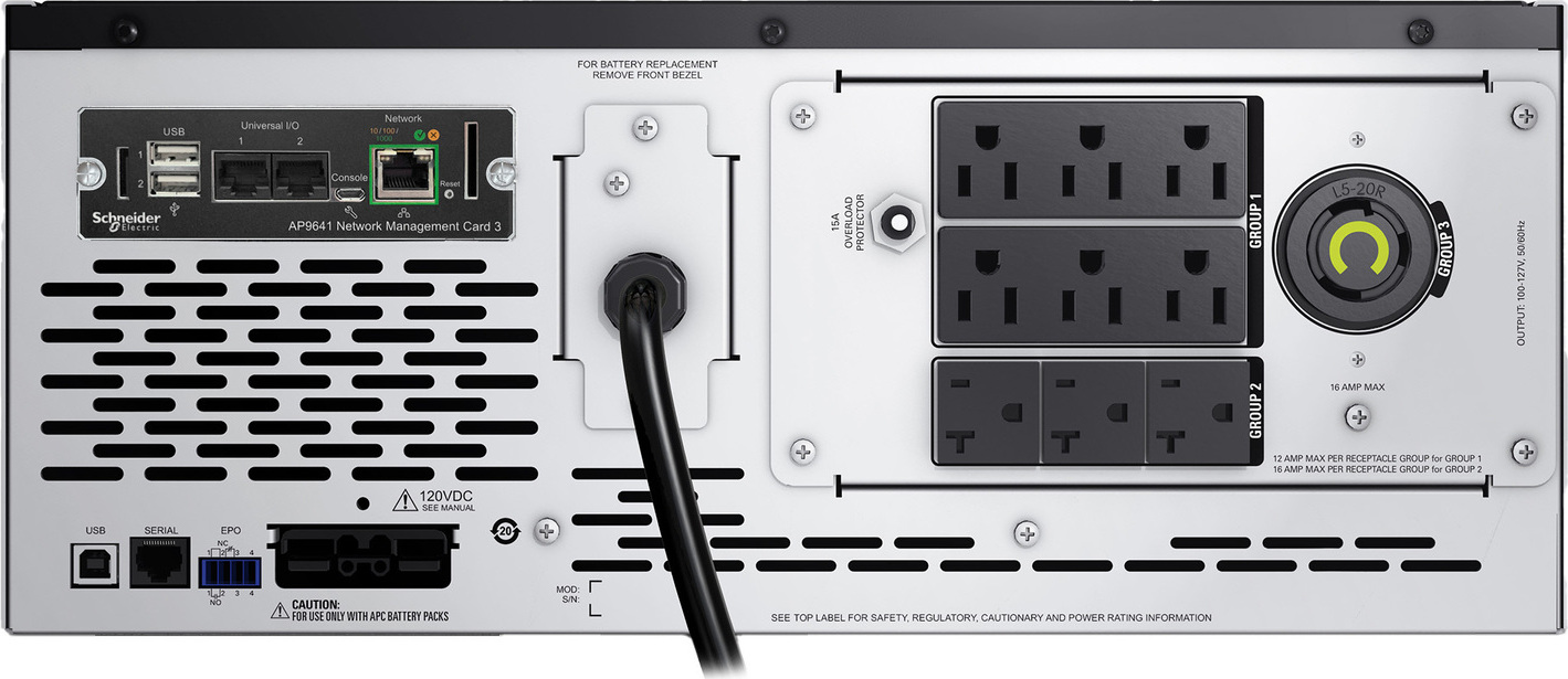 APC Smart-UPS X, Line Interactive, 2000VA, Rack/tower convertible 4U, 100V-127V, 6x 5-15R+3x 5-20R+1x L5-20R NEMA, NMC, Extended runtime, Short depth View 8