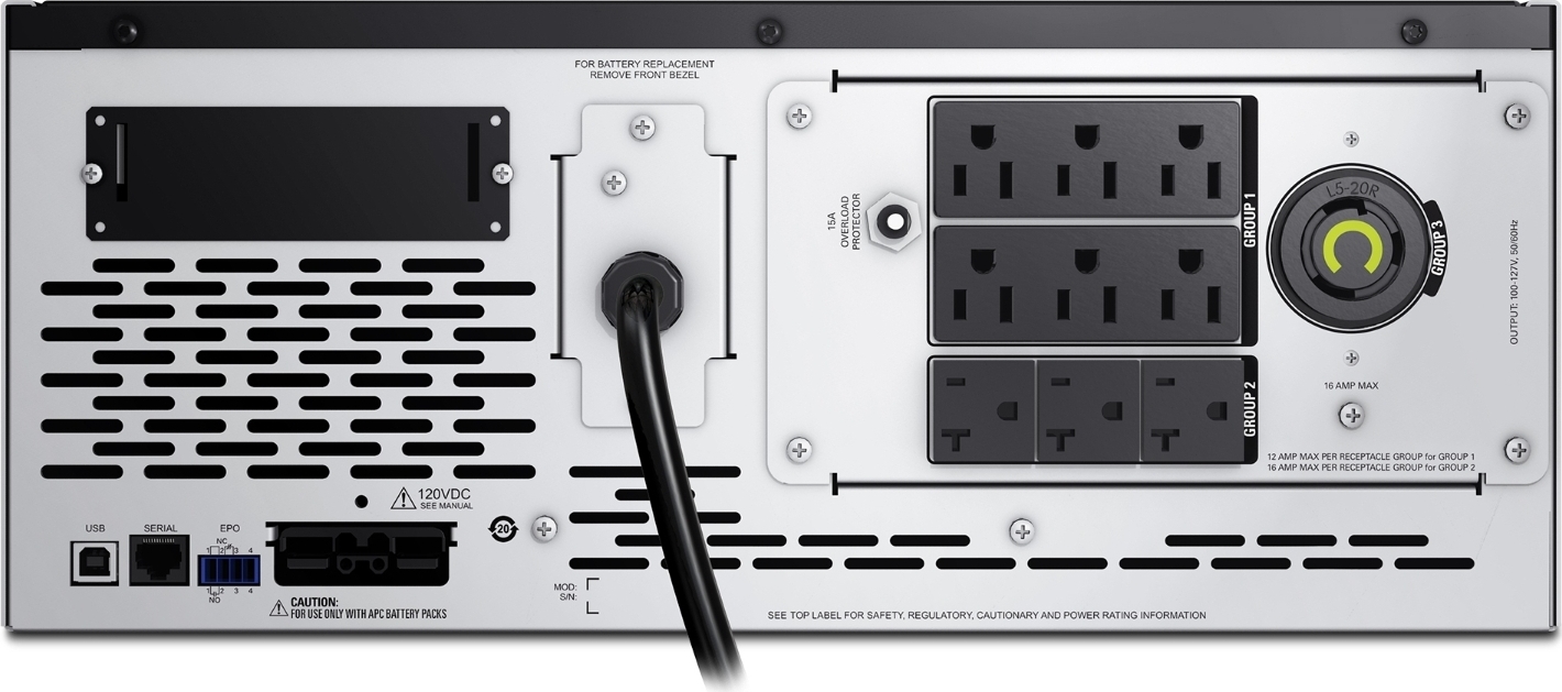 APC Smart-UPS X, Line Interactive,2000VA,Rack/tower convertible 4U, 100V-127V, 6x 5-15R+3x 5-20R+1x L5-20R NEMA,SmartSlot,Extended runtime,Short depth View 8