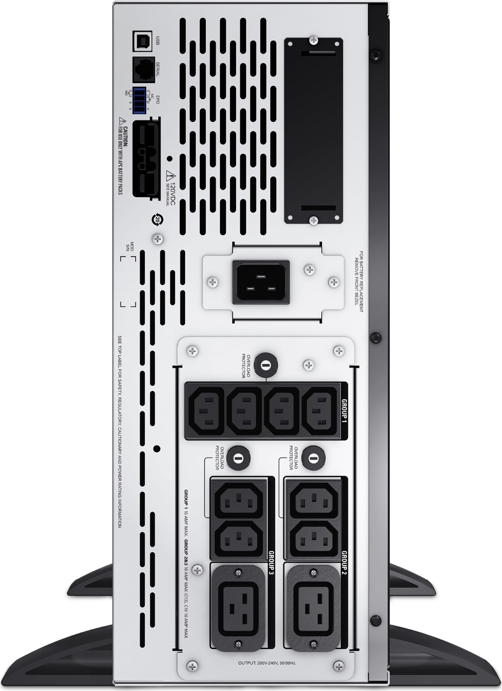 APC Smart-UPS X, Line Interactive, 3kVA, Rack/tower convertible 4U, 208V-230V, 8x C13+2x C19 IEC, SmartSlot, Extended runtime, Short depth View 7