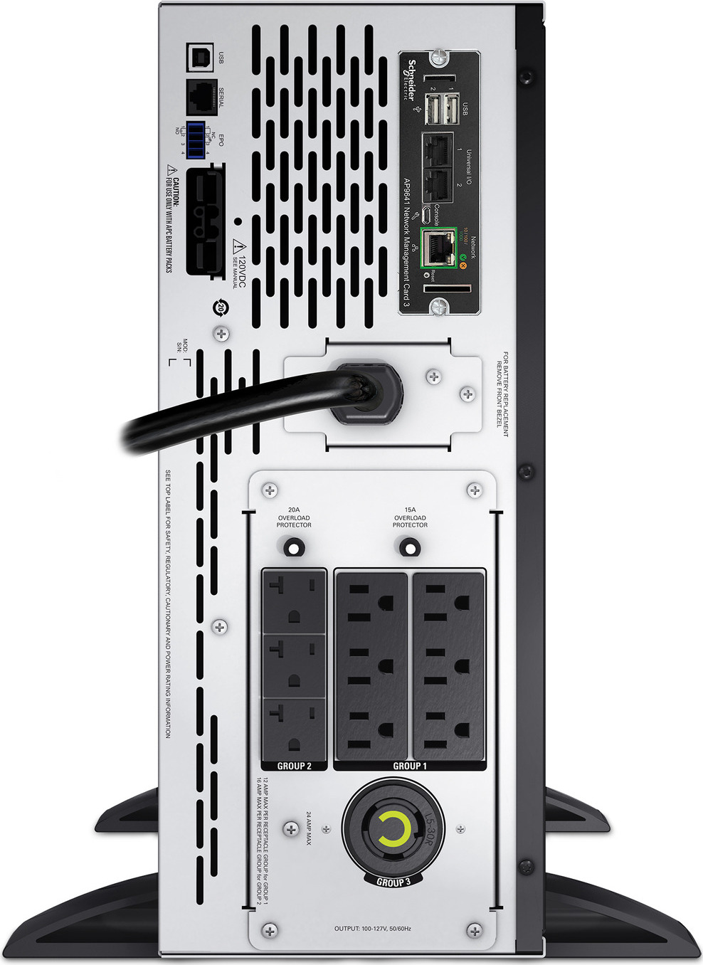 APC Smart-UPS X, Line Interactive, 3kVA, Rack/tower convertible 4U, 100V-127V, 6x 5-15R+3x 5-20R+1x L5-30R NEMA, NMC, Extended runtime, Short depth View 7