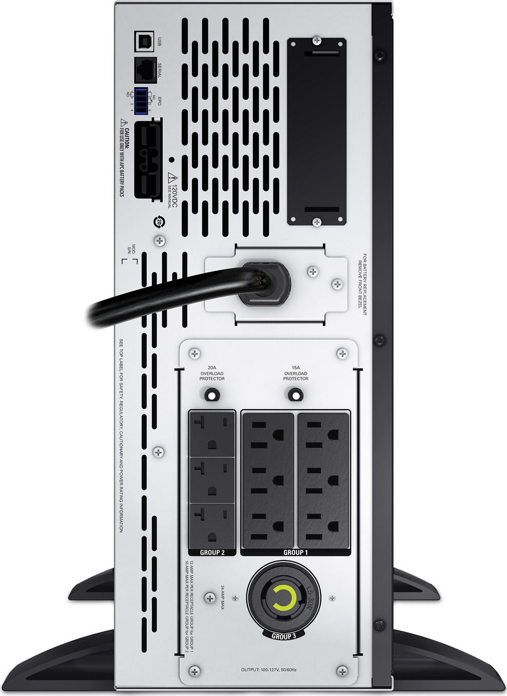 APC Smart-UPS X, Line Interactive, 3kVA, Rack/tower convertible 4U, 100V-127V, 6x 5-15R+3x 5-20R+1x L5-30R NEMA,SmartSlot,Extended runtime,Short depth View 7