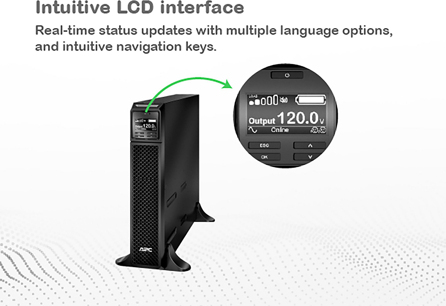 APC Smart-UPS On-Line, 1000VA, Tower, 120V, 6x 5-15R NEMA outlets, SmartSlot, Extended runtime, W/O rail kit View 7