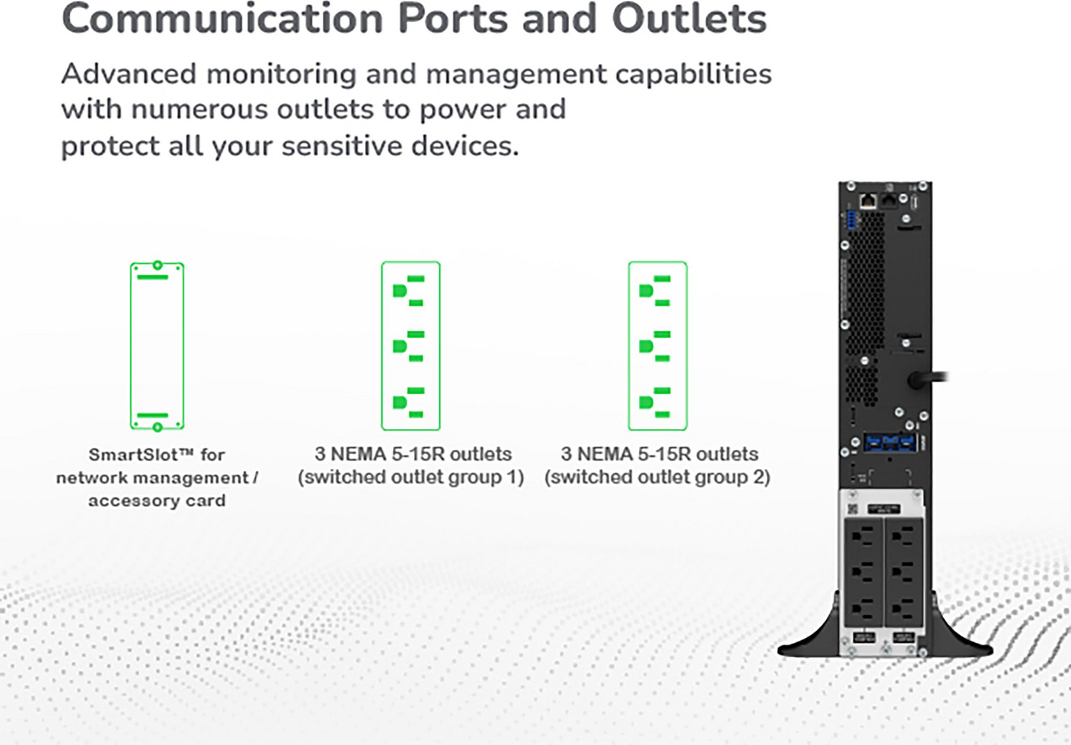 APC Smart-UPS On-Line, 1000VA, Tower, 120V, 6x 5-15R NEMA outlets, SmartSlot, Extended runtime, W/O rail kit View 9