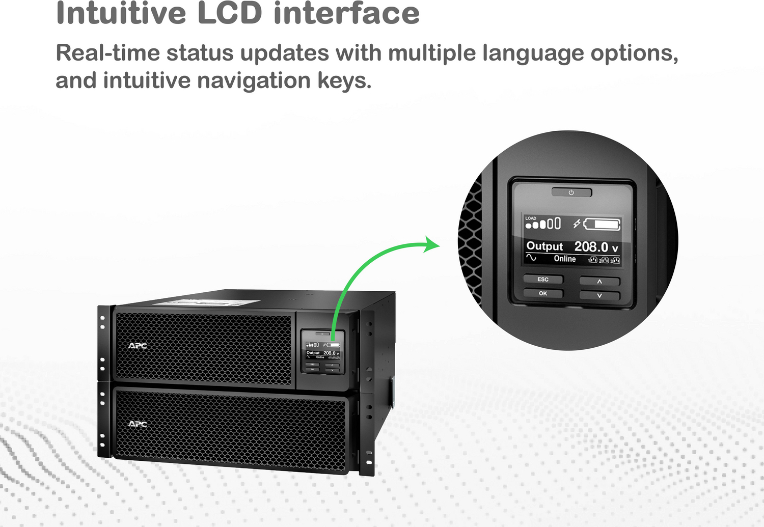 APC Smart-UPS On-Line, 10kVA/10kW, Rackmount 6U, 208V, 4x L6-20R+2x L6-30R NEMA outlets, Network Card+SmartSlot, Extended runtime, W/ rail kit View 15