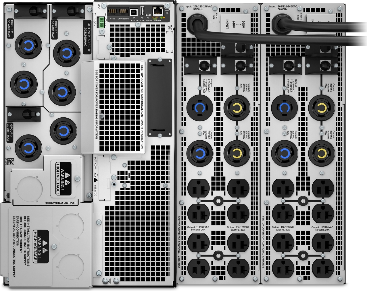 APC Smart-UPS On-Line, 10kVA/10kW, Tower, 208V, 16x 5-20R+4x L6-20R+6x L6-30R+2x L14-30R NEMA, NMC+SmartSlot,W/2 transformer 208V to 120V,W/O rail kit Hardware Detail