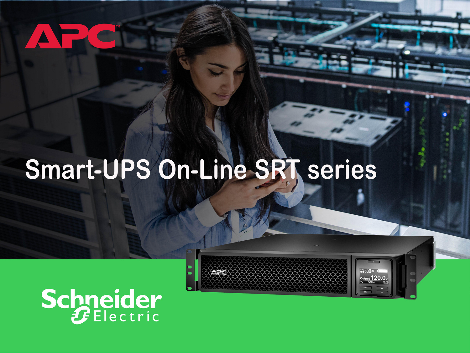 APC Smart-UPS On-Line, 1500VA, Rackmount 2U, 120V, 6x 5-15R NEMA outlets, Network Card, Extended runtime, W/ rail kit View 4