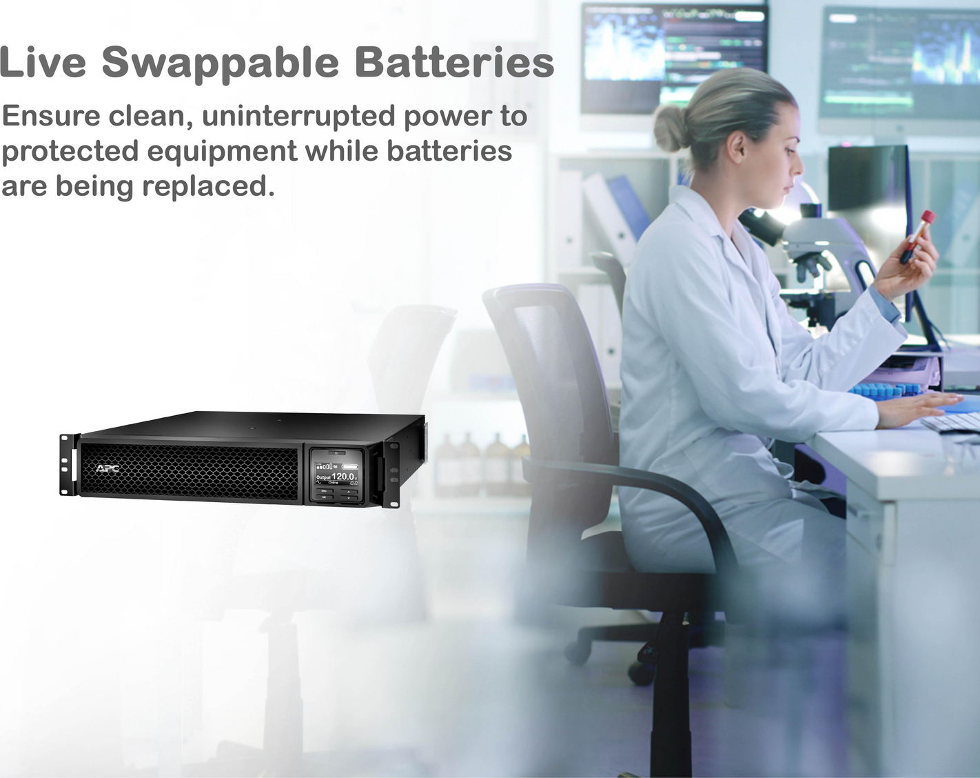 APC Smart-UPS On-Line, 1500VA, Rackmount 2U, 120V, 6x 5-15R NEMA outlets, Network Card, Extended runtime, W/ rail kit View 5