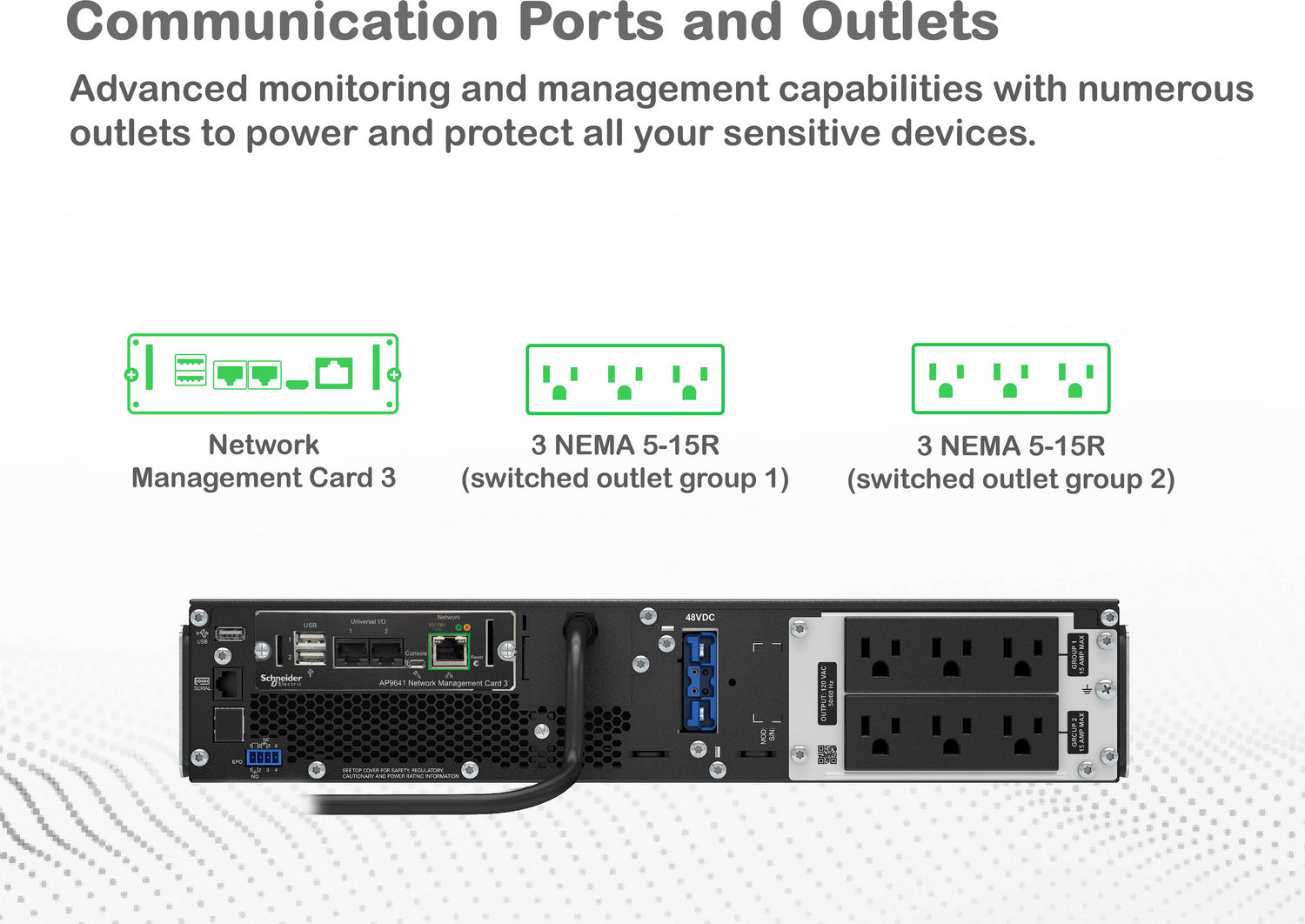 APC Smart-UPS On-Line, 1500VA, Rackmount 2U, 120V, 6x 5-15R NEMA outlets, Network Card, Extended runtime, W/ rail kit View 8