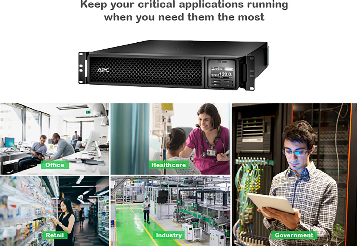 APC Smart-UPS On-Line, 1500VA, Rackmount 2U, 120V, 6x NEMA 5-15R outlets, SmartSlot, Extended runtime, W/ rail kit View 6