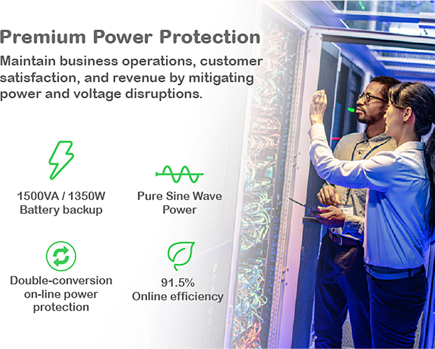 APC Smart-UPS On-Line, 1500VA, Rackmount 2U, 120V, 6x NEMA 5-15R outlets, SmartSlot, Extended runtime, W/ rail kit View 7
