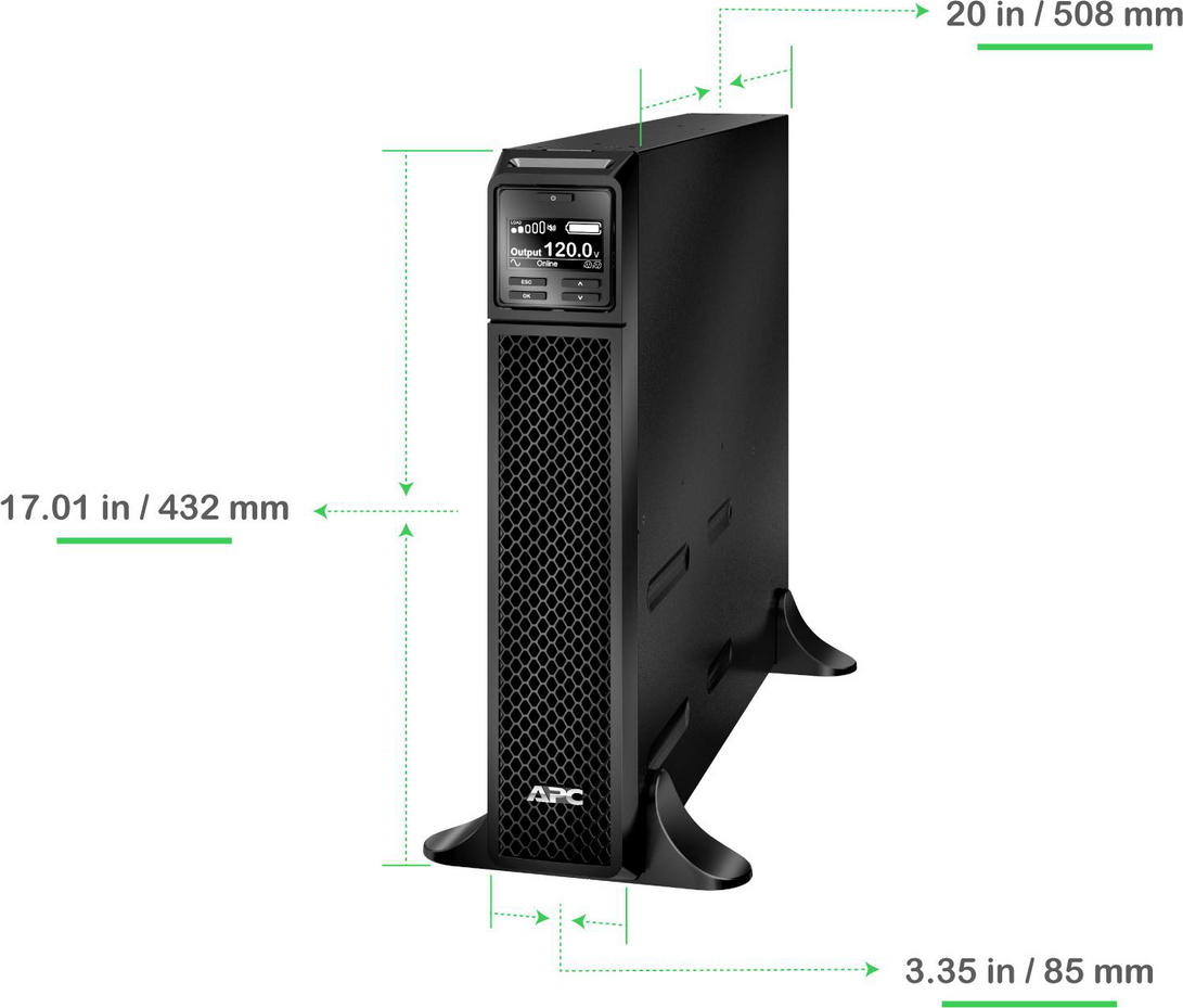 APC Smart-UPS On-Line, 1500VA, Tower, 120V, 6x 5-15R NEMA outlets, SmartSlot, Extended runtime, W/O rail kit View 10