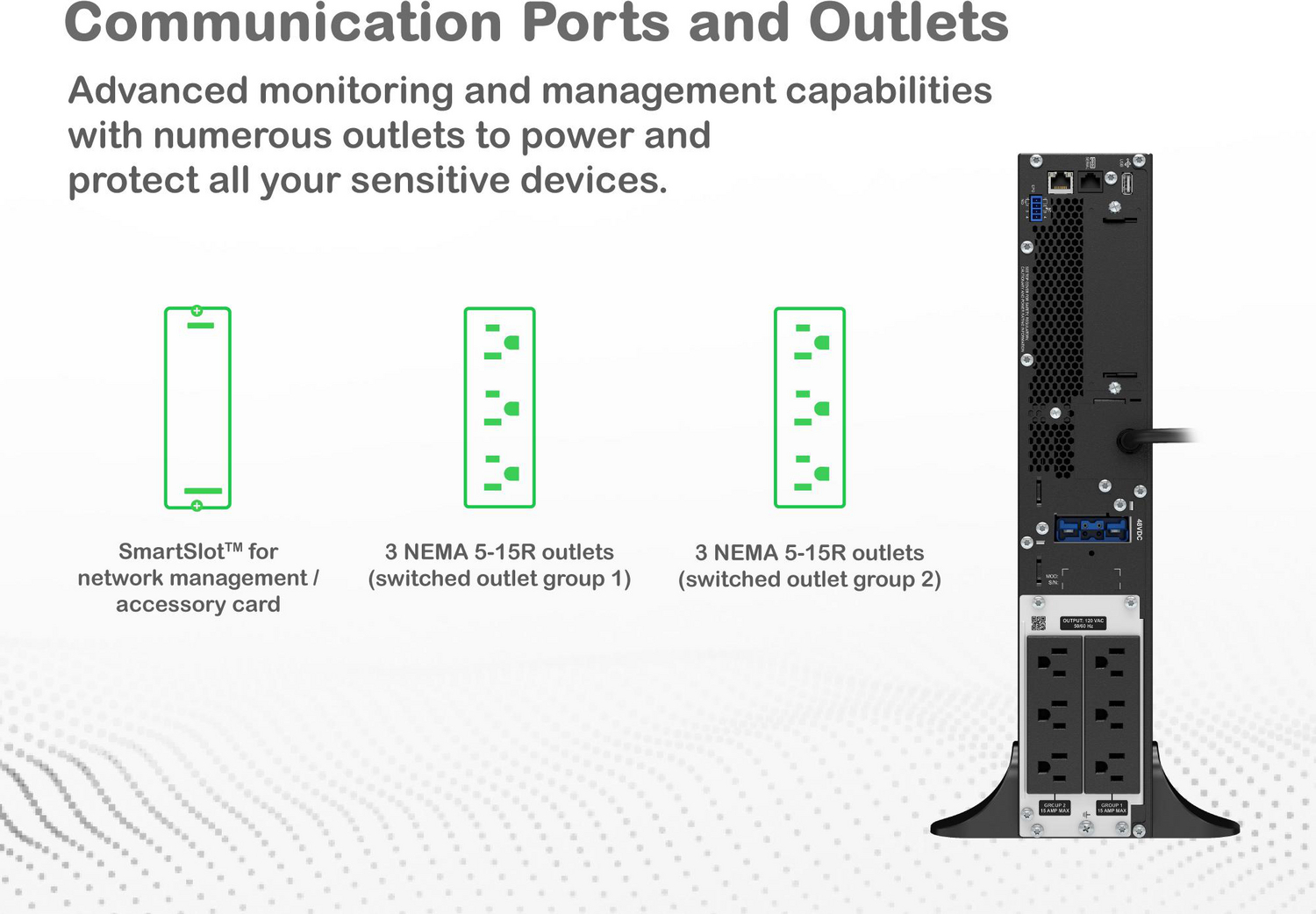 APC Smart-UPS On-Line, 1500VA, Tower, 120V, 6x 5-15R NEMA outlets, SmartSlot, Extended runtime, W/O rail kit View 14