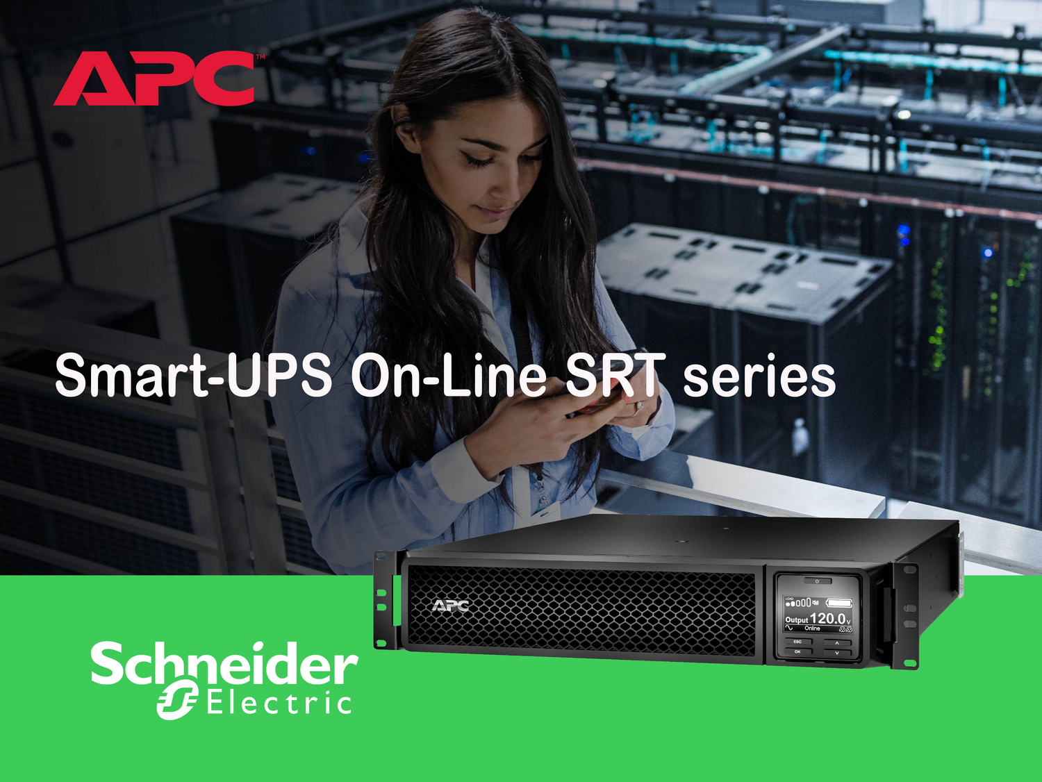 APC Smart-UPS On-Line, 2200VA, Rackmount 2U, 120V, 6x 5-20R+1x L5-20R NEMA outlets, Network Card, Extended runtime, W/ rail kit View 5