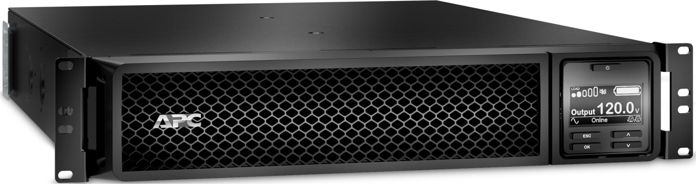 APC Smart-UPS On-Line, 2200VA, Rackmount 2U, 120V, 6x 5-20R+1x L5-20R NEMA outlets, SmartSlot, Extended runtime, W/ rail kit [TAA] Back View