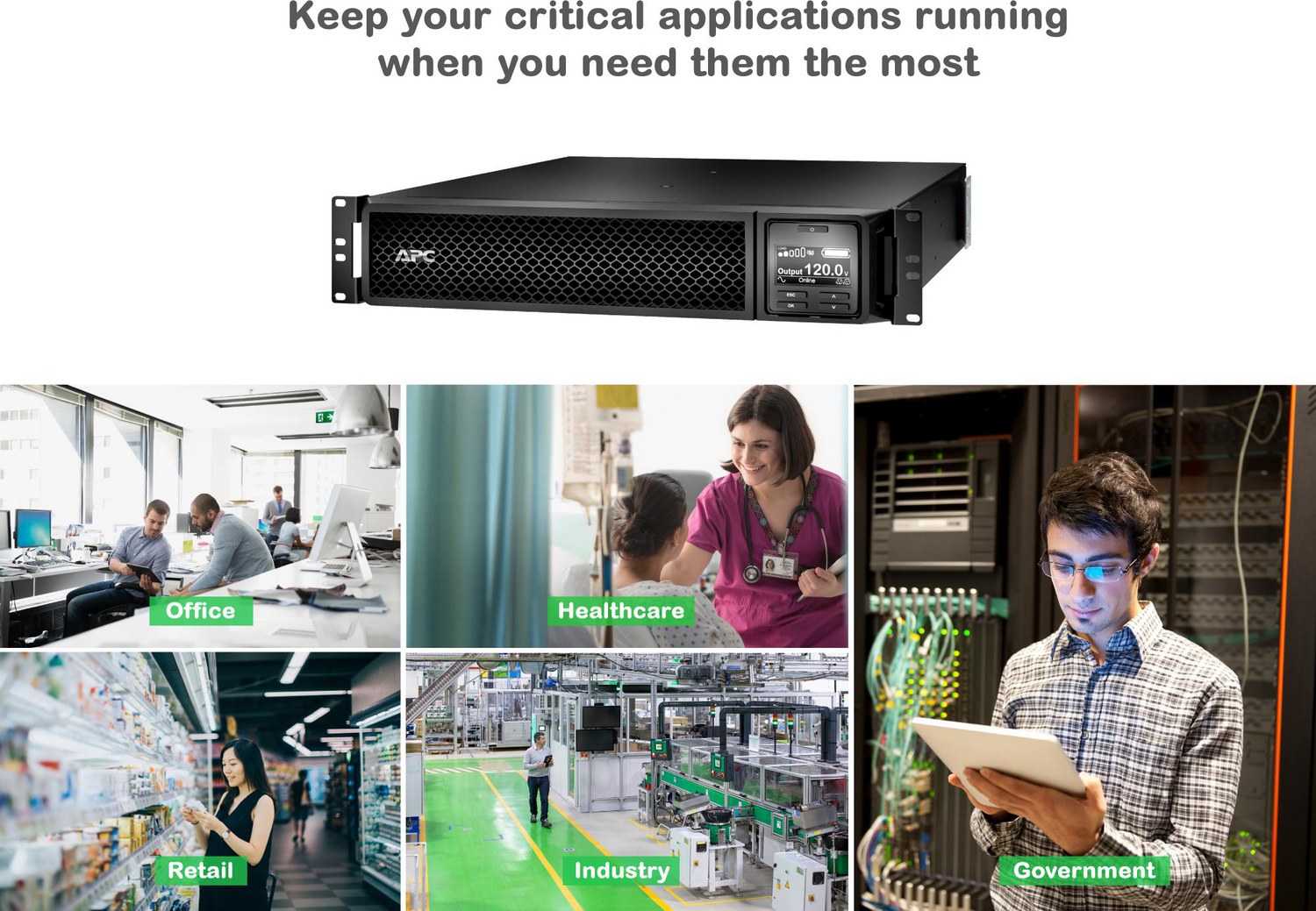 APC Smart-UPS On-Line, 2200VA, Tower, 120V, 6x 5-20R+1x L5-20R NEMA outlets, SmartSlot, Extended runtime, W/O rail kit View 12