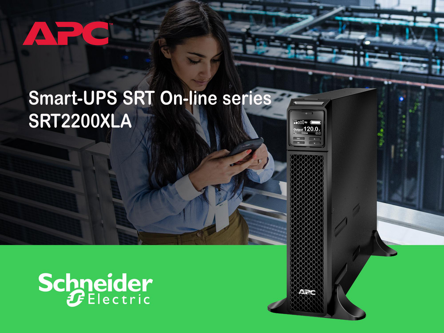 APC Smart-UPS On-Line, 2200VA, Tower, 120V, 6x 5-20R+1x L5-20R NEMA outlets, SmartSlot, Extended runtime, W/O rail kit View 14