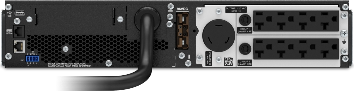 APC Smart-UPS On-Line, 3kVA, Rackmount 2U, 120V, 8x 5-20R+1x L5-30R NEMA outlets, SmartSlot, Extended runtime, W/ rail kit [TAA] Front View