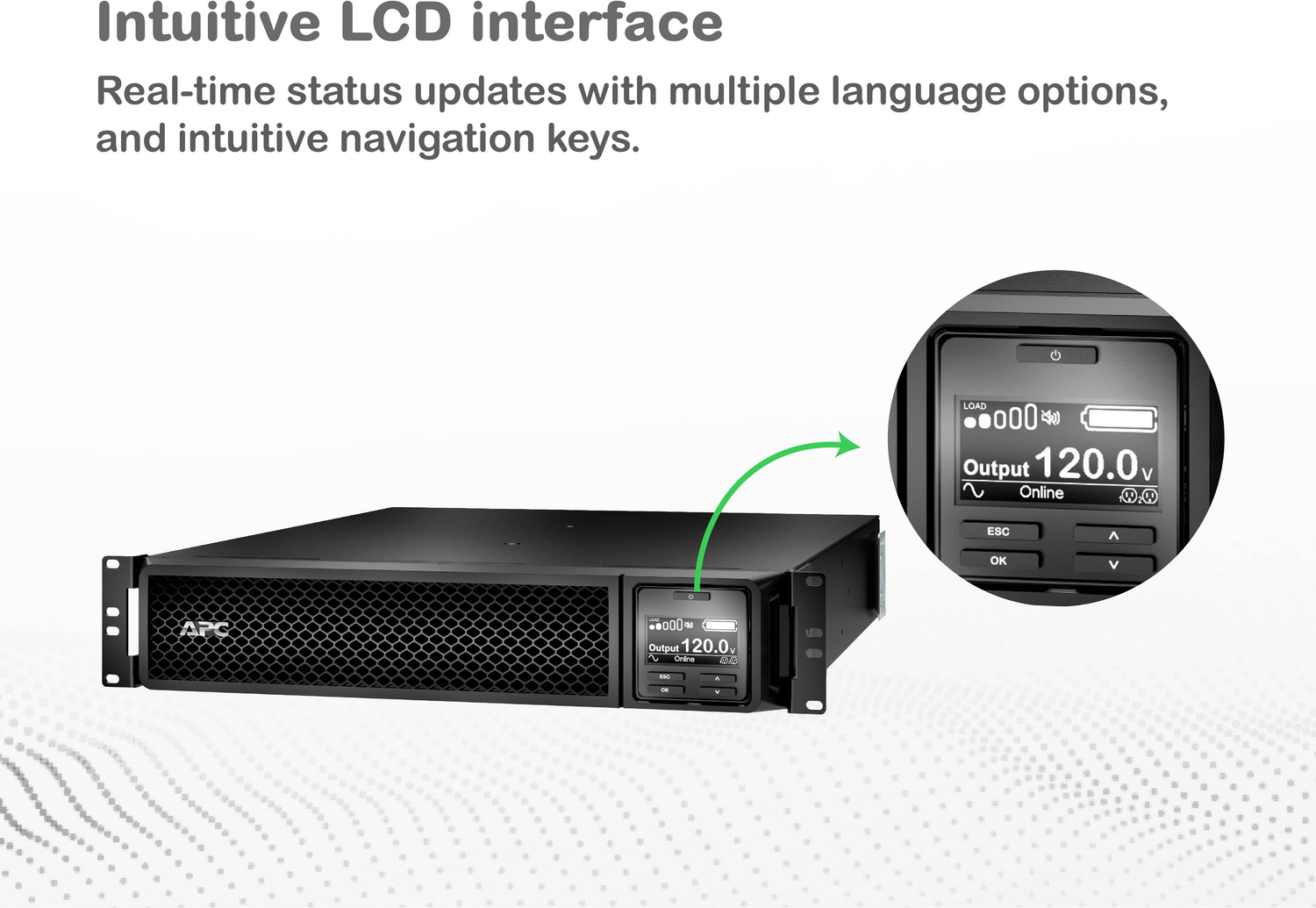 APC Smart-UPS On-Line, 3kVA, Rackmount 2U, 120V, 8x 5-20R+1x L5-30R NEMA outlets, SmartSlot, Extended runtime, W/ rail kit View 8
