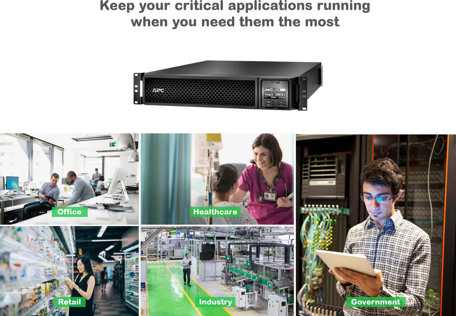 APC Smart-UPS On-Line, 3kVA, Rackmount 2U, 208V, 2x L6-20R+1x L6-30R NEMA outlets, Network Card, Extended runtime, W/ rail kit View 14