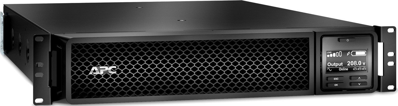 APC Smart-UPS On-Line, 3kVA, Rackmount 2U, 208V, 2x L6-20R+1x L6-30R NEMA outlets, Network Card, Extended runtime, W/ rail kit Back View