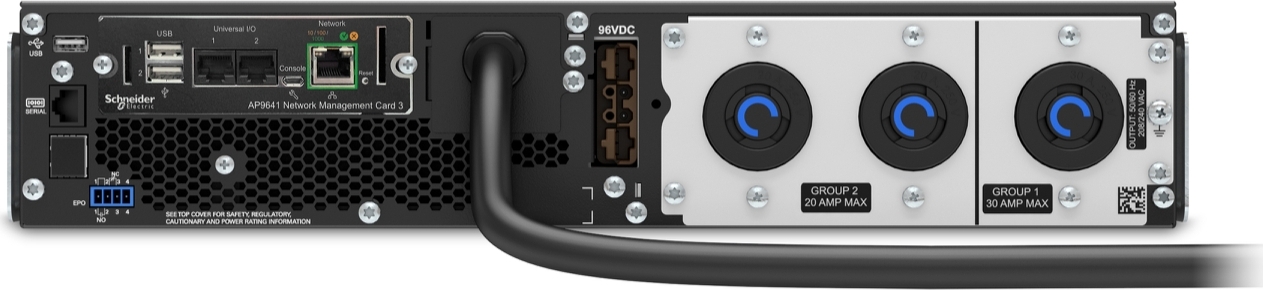 APC Smart-UPS On-Line, 3kVA, Rackmount 2U, 208V, 2x L6-20R+1x L6-30R NEMA outlets, Network Card, Extended runtime, W/ rail kit View 5