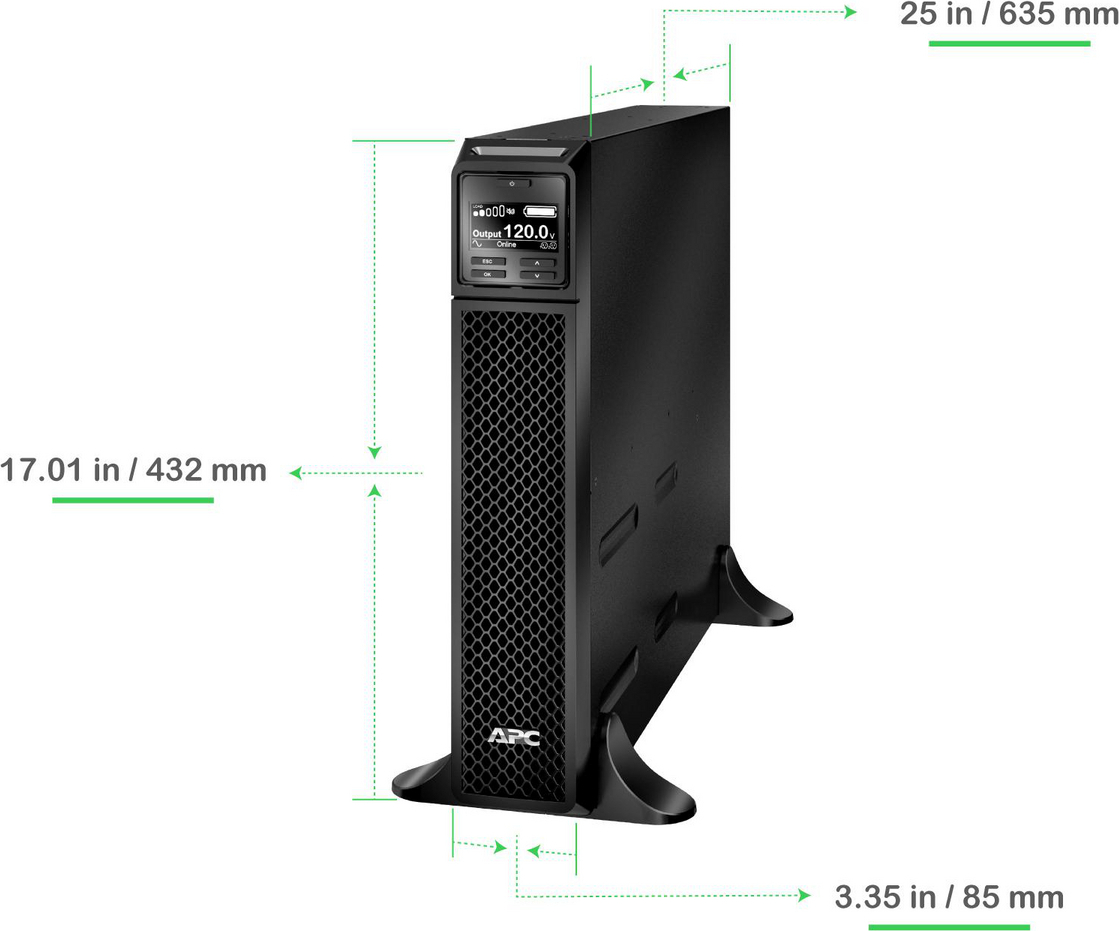 APC Smart-UPS On-Line, 3kVA, Tower, 120V, 8x 5-20R+1x L5-30R NEMA outlets, SmartSlot, Extended runtime, W/O rail kit View 9