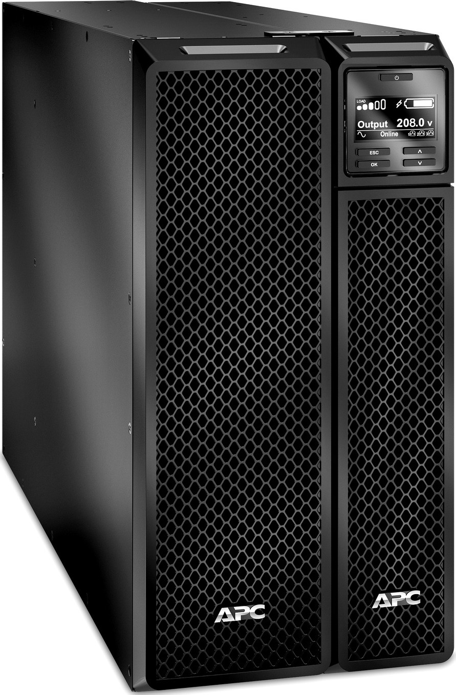 APC Smart-UPS On-Line, 3kVA, Tower, 208V, 8x 5-20R+4x L6-20R+1x L6-30R+1x L14-30R NEMA, SmartSlot, W/ transformer 208V to 120V, W/O rail kit Front View