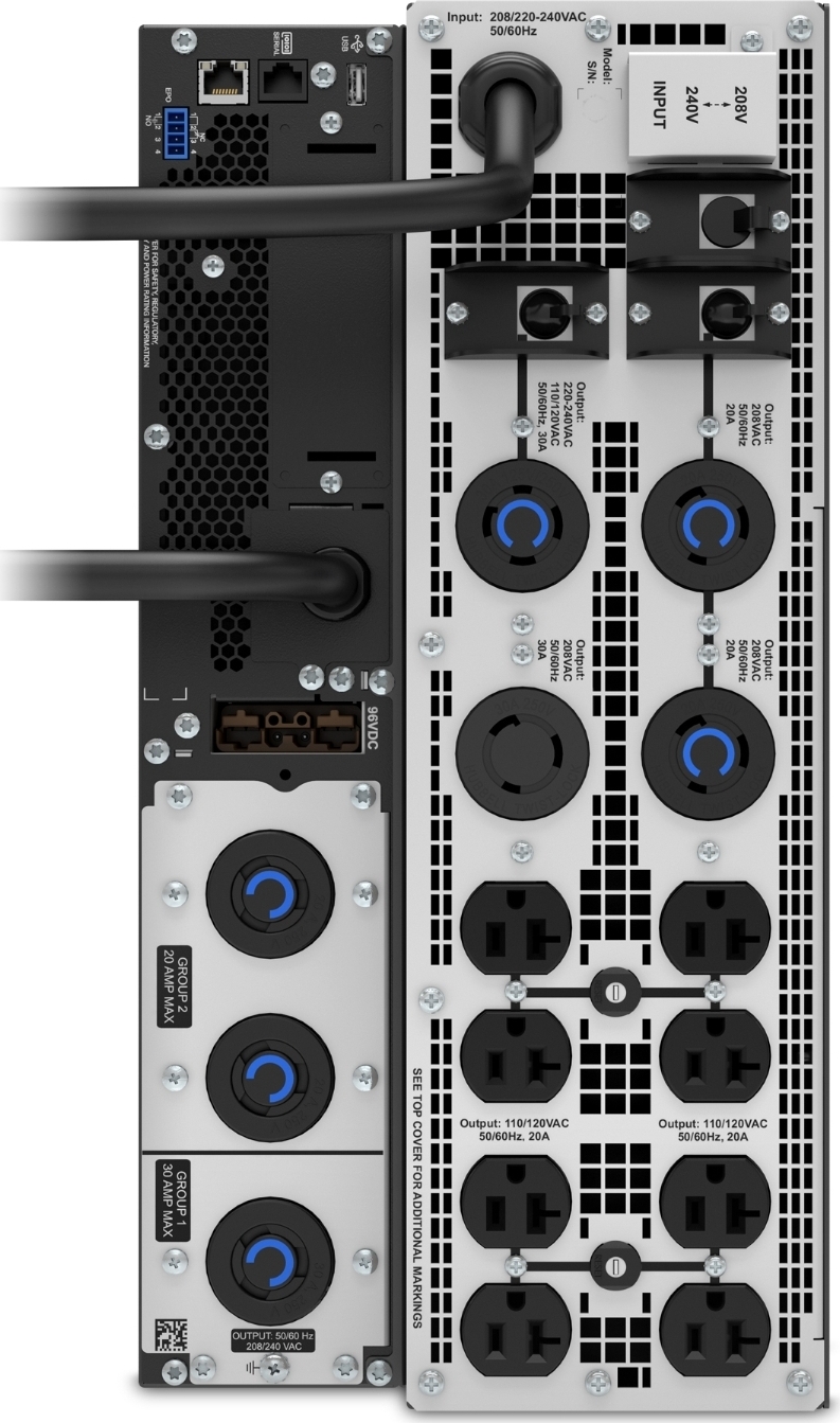 APC Smart-UPS On-Line, 3kVA, Tower, 208V, 8x 5-20R+4x L6-20R+1x L6-30R+1x L14-30R NEMA, SmartSlot, W/ transformer 208V to 120V, W/O rail kit Hardware Detail