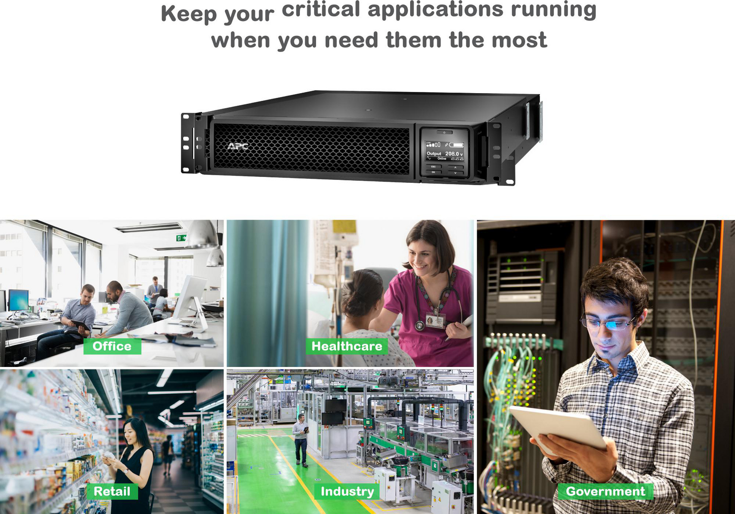 APC Smart-UPS On-Line, 3kVA, Tower, 208V, 2x L6-20R+1x L6-30R NEMA outlets, SmartSlot, Extended runtime, W/O rail kit View 11