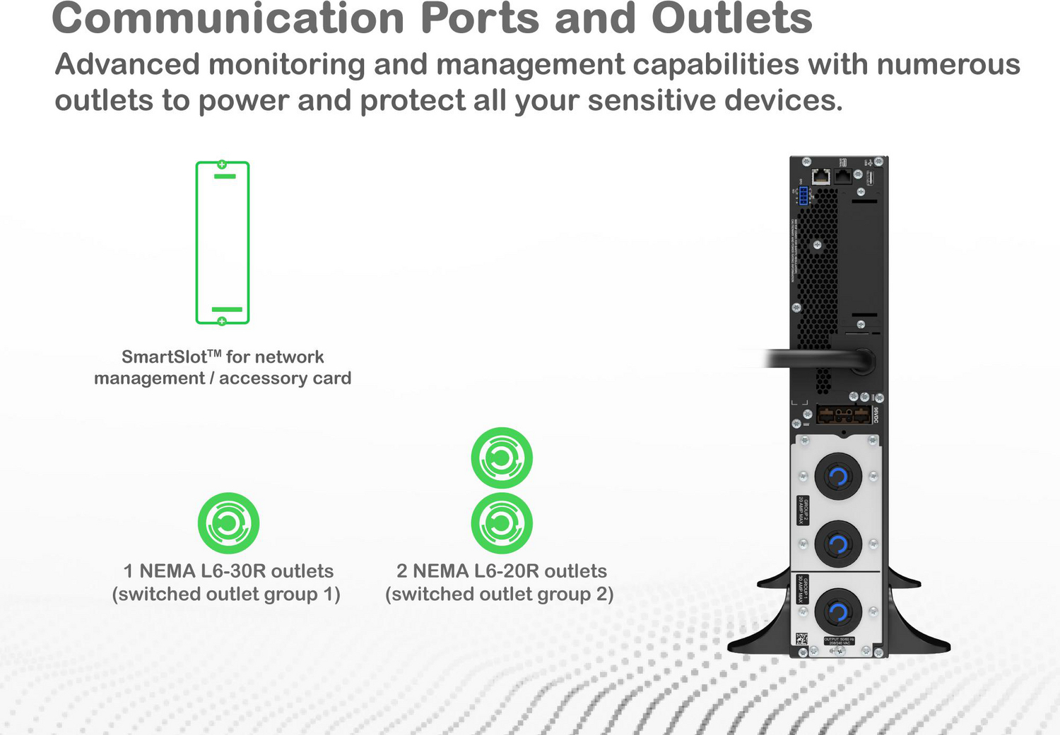 APC Smart-UPS On-Line, 3kVA, Tower, 208V, 2x L6-20R+1x L6-30R NEMA outlets, SmartSlot, Extended runtime, W/O rail kit View 12
