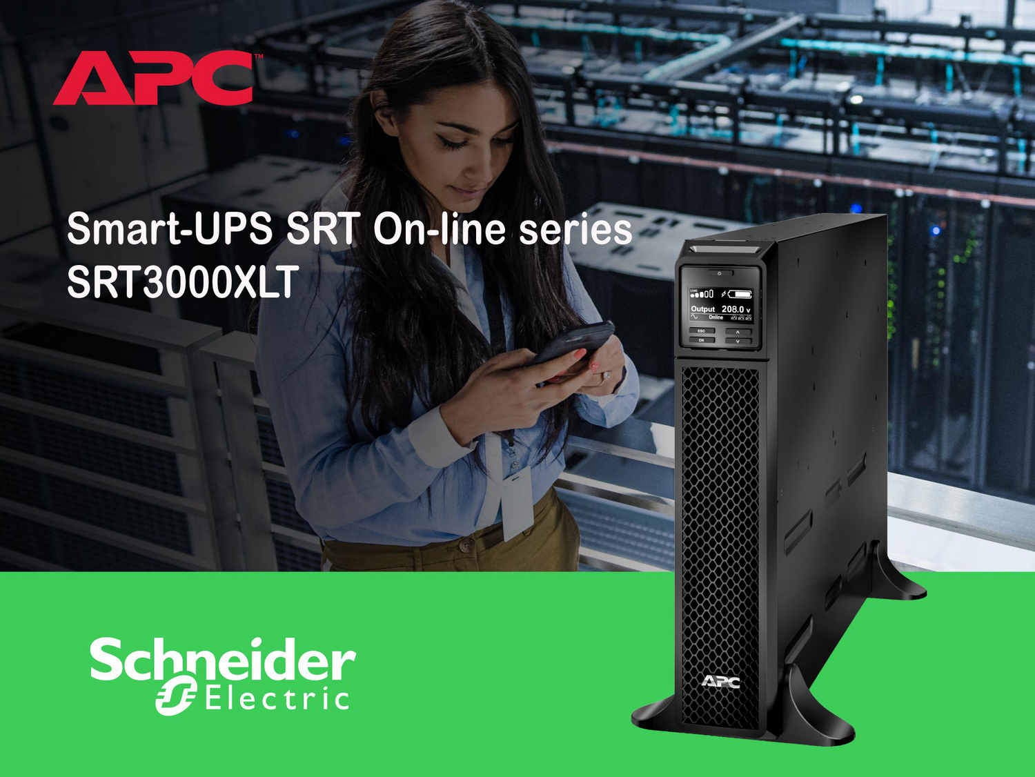 APC Smart-UPS On-Line, 3kVA, Tower, 208V, 2x L6-20R+1x L6-30R NEMA outlets, SmartSlot, Extended runtime, W/O rail kit View 13