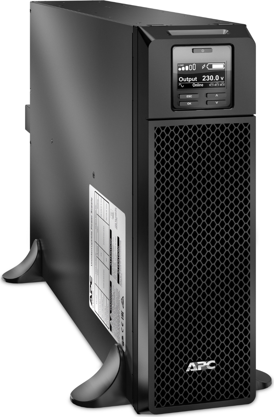 APC Smart-UPS On-Line, 5.4kVA, Tower, 208V, 2x L6-20R+2x L6-30R NEMA outlets, Network Card+SmartSlot, Extended runtime, W/O rail kit Front View