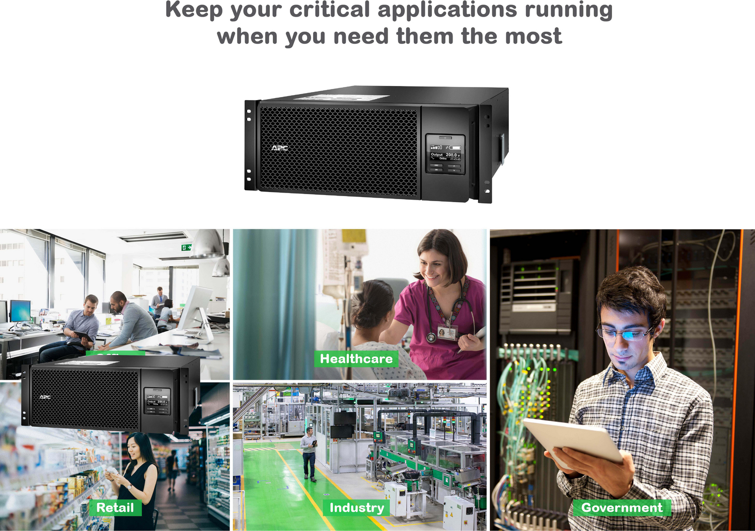 APC Smart-UPS On-Line, 6kVA/6kW, Rackmount 4U, 208V, 2x L6-20R+3x L6-30R NEMA outlets, Network Card+SmartSlot, Extended runtime, W/ rail kit View 18