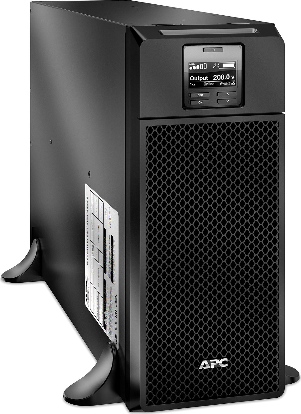 APC Smart-UPS On-Line, 6kVA/6kW, Tower, 208V, 6x C13+4x C19 IEC outlets, Network Card+SmartSlot, Extended runtime, W/O rail kit Back View