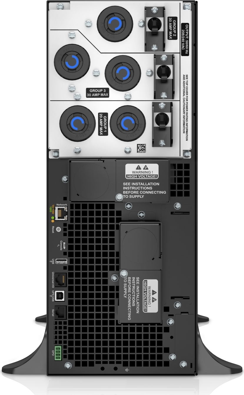 APC Smart-UPS On-Line, 6kVA/6kW, Rack/Tower, 208V, 2x L6-20R+3x L6-30R NEMA outlets, Network Card+SmartSlot, Extended runtime, W/O rail kit [TAA] View 4