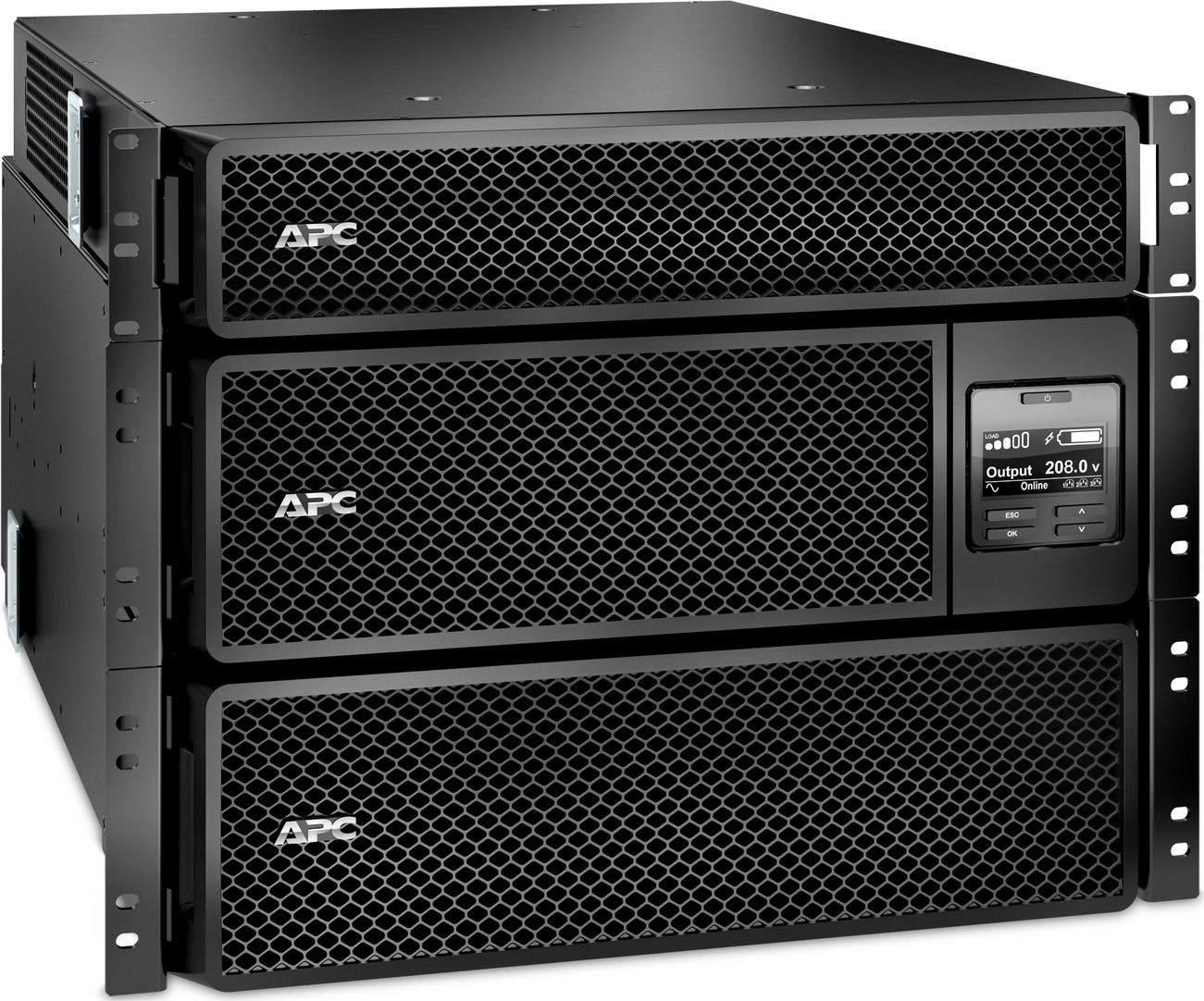 APC Smart-UPS On-Line, 8kVA/8kW, Rackmount 8U, 208V, 12x 5-20R+4x L6-20R+1x L6-30R NEMA, Network Card+SmartSlot, W/transformer 208V to 120V,W/rail kit Hardware Detail