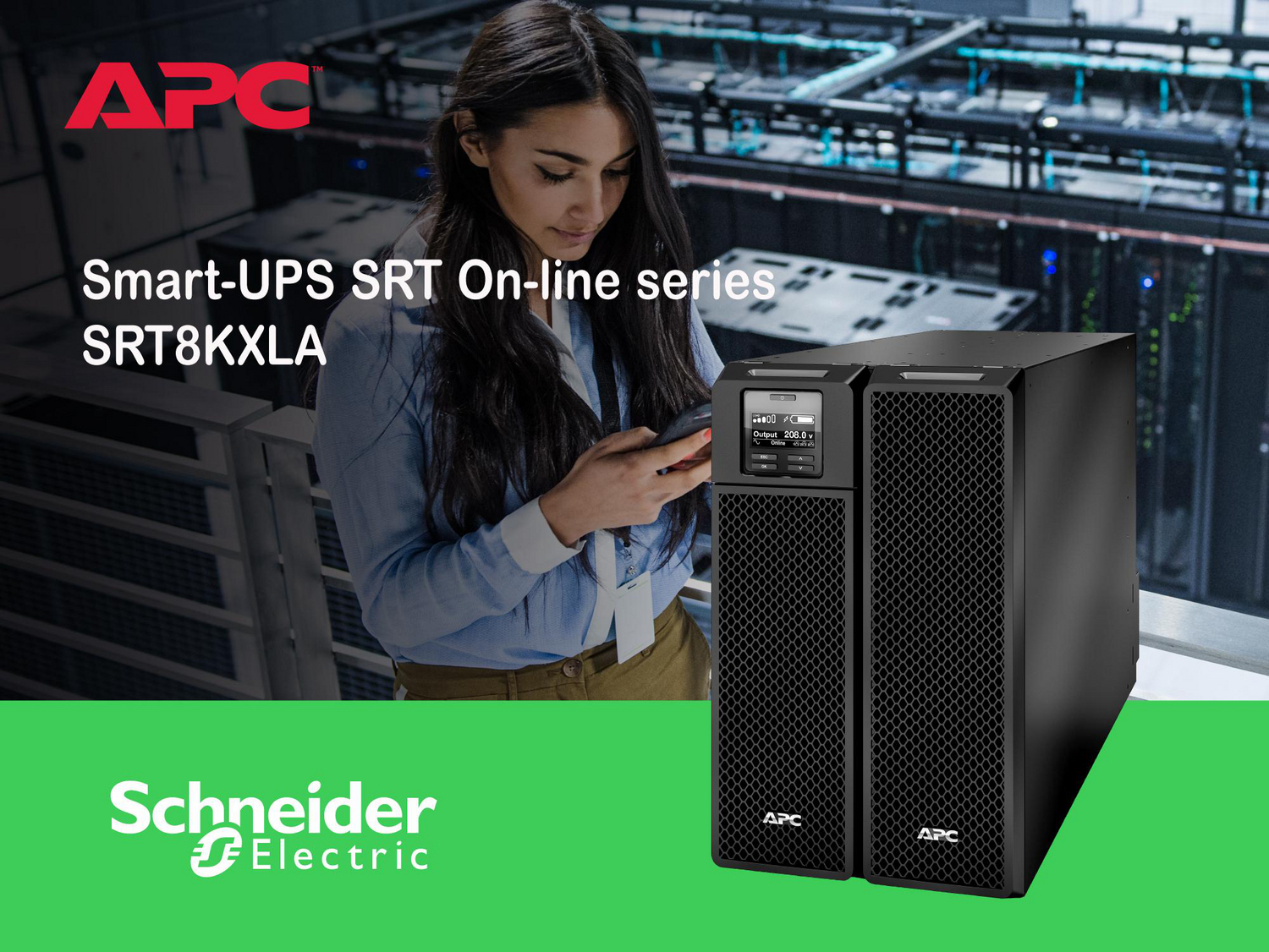 APC Smart-UPS On-Line, 8kVA/8kW, Tower, 208V, 4x L6-20R+2x L6-30R NEMA outlets, Network Card+SmartSlot, Extended runtime, W/O rail kit View 16